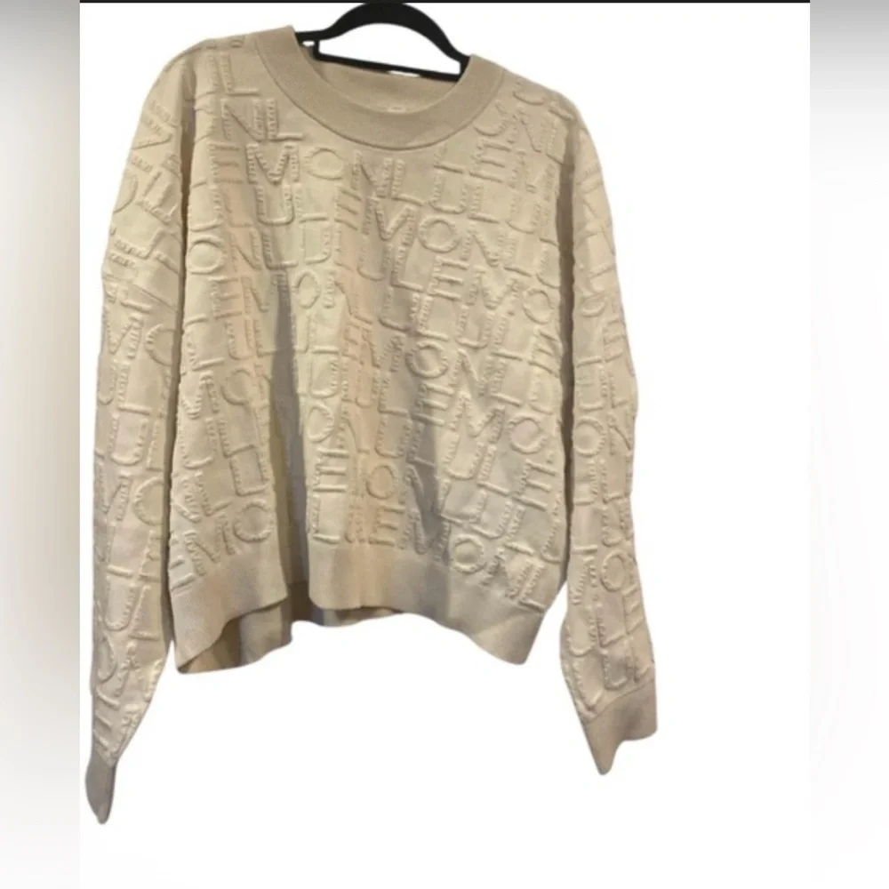 Lululemon Athletica Jacquard Cotton Blend Cream Crew Neck Sweater Size Medium - Picture 5 of 11